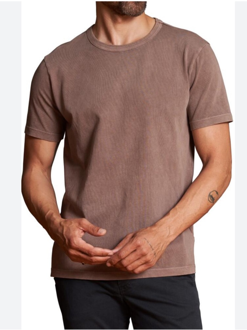 402 Rowan Faded Brown Crewneck Tee USA Made Minimalist Unisex Small